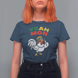 Jamaica Chicken T Shirt For Women Yeah Mon Jamaican Rastacap TS11 Navy Print Your Wear