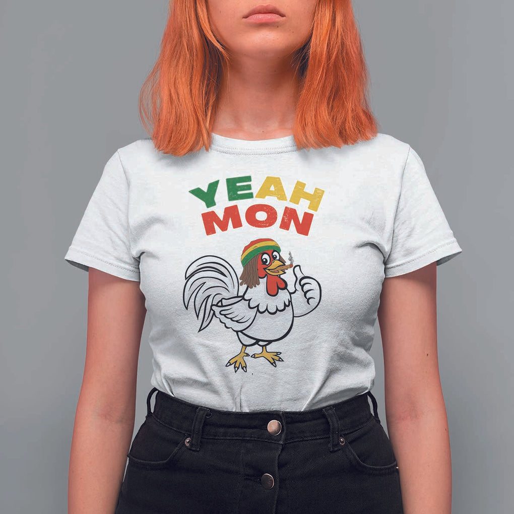 Jamaica Chicken T Shirt For Women Yeah Mon Jamaican Rastacap TS11 White Print Your Wear