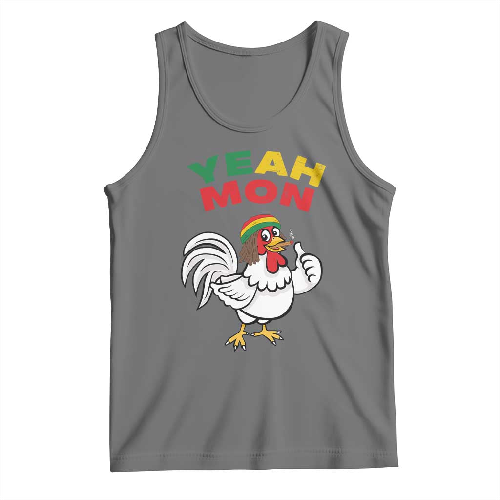 Jamaica Chicken Tank Top Yeah Mon Jamaican Rastacap TS11 Black Heather Print Your Wear