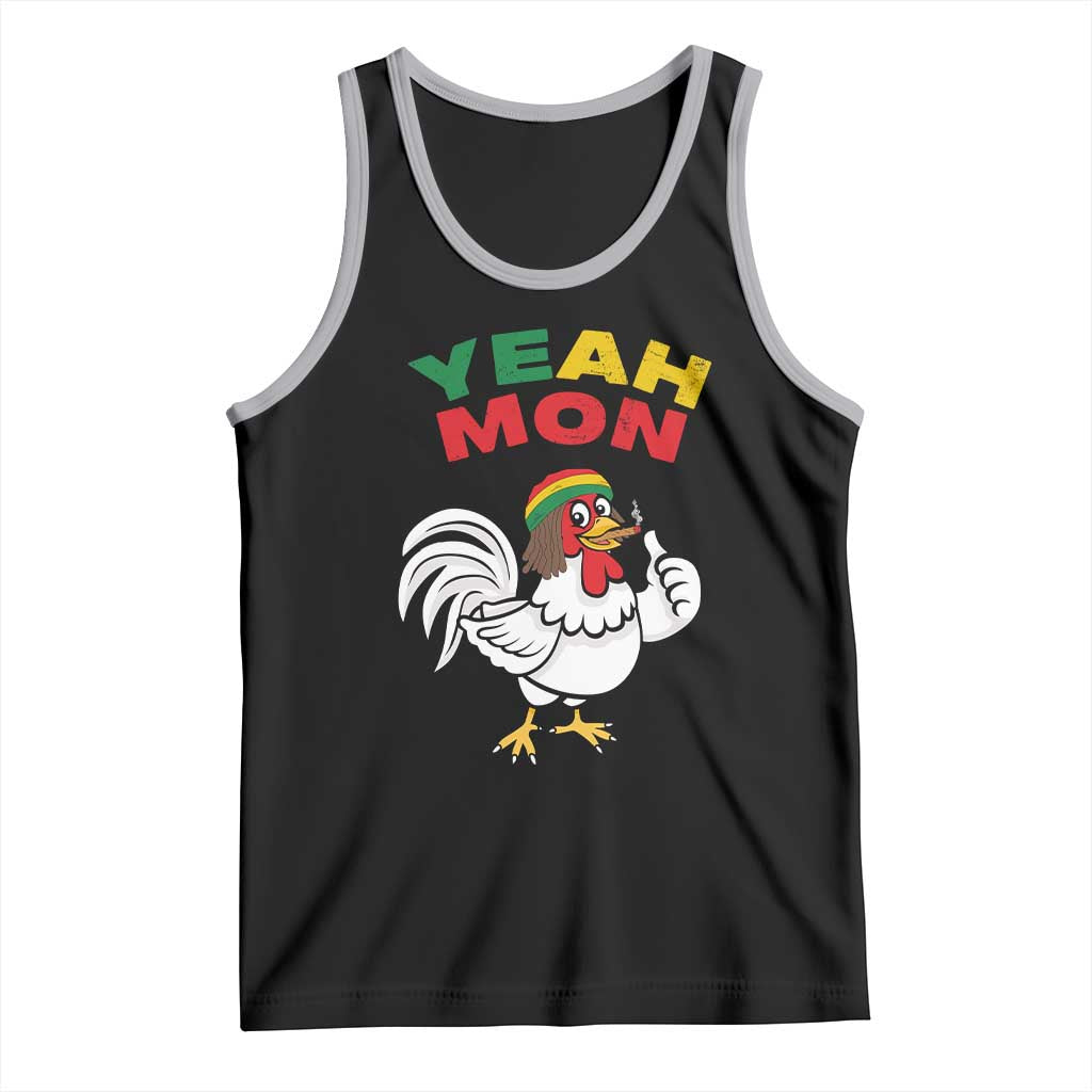Jamaica Chicken Tank Top Yeah Mon Jamaican Rastacap TS11 Black Athletic Heather Print Your Wear