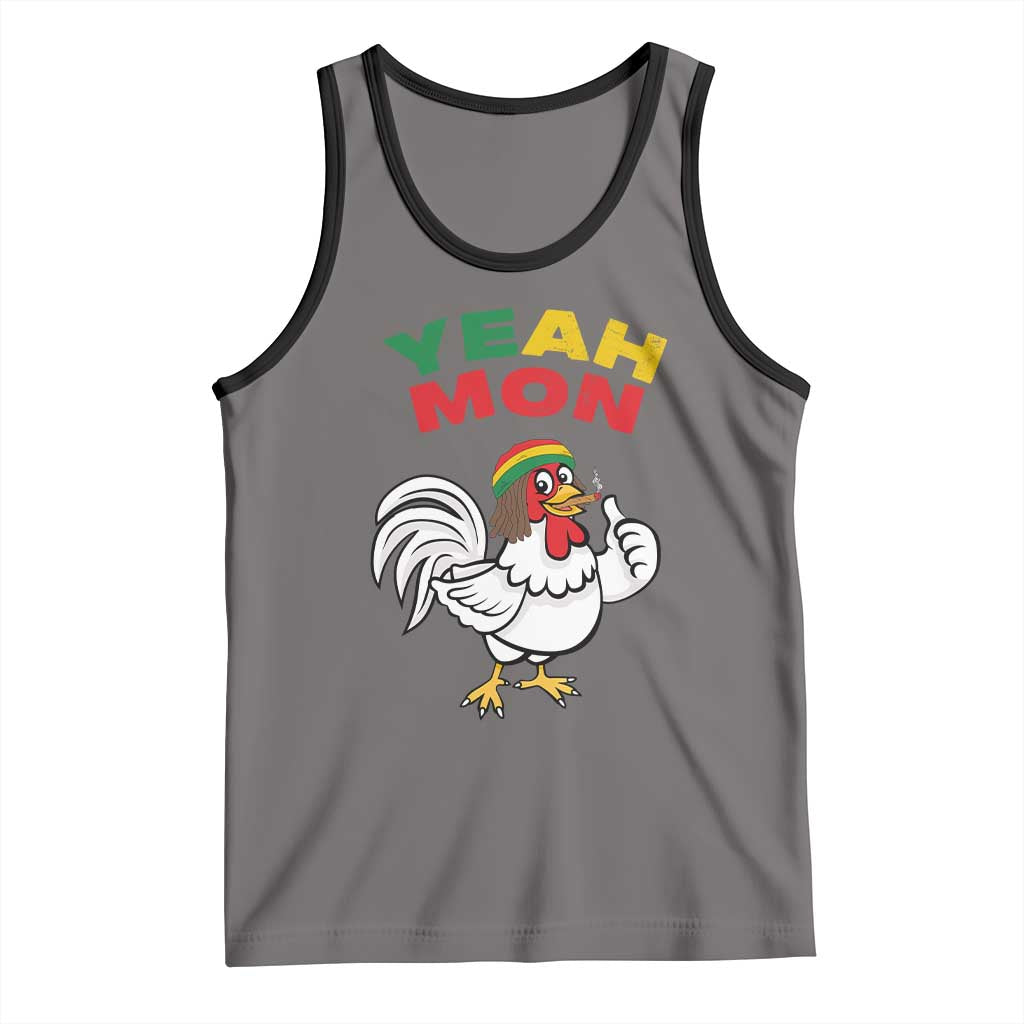 Jamaica Chicken Tank Top Yeah Mon Jamaican Rastacap TS11 Deep Heather Black Print Your Wear