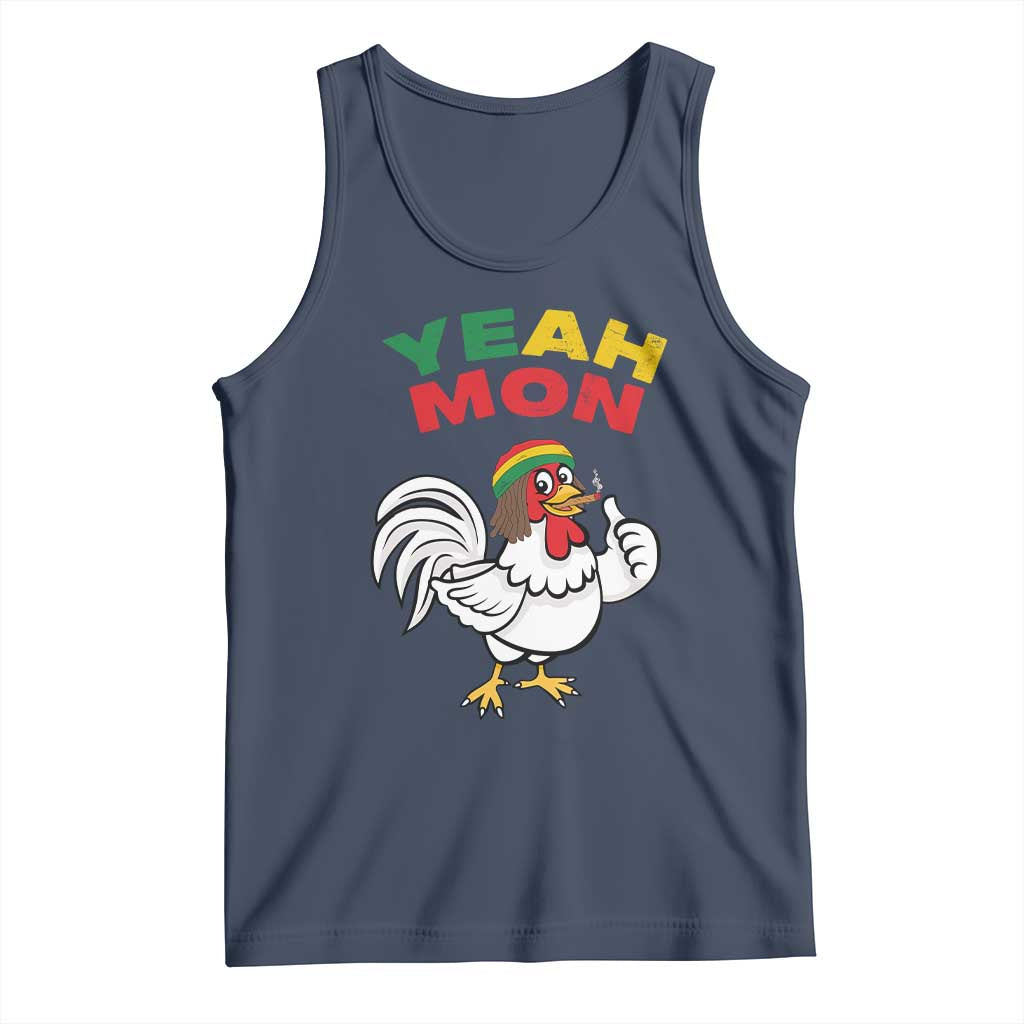 Jamaica Chicken Tank Top Yeah Mon Jamaican Rastacap TS11 Navy Print Your Wear