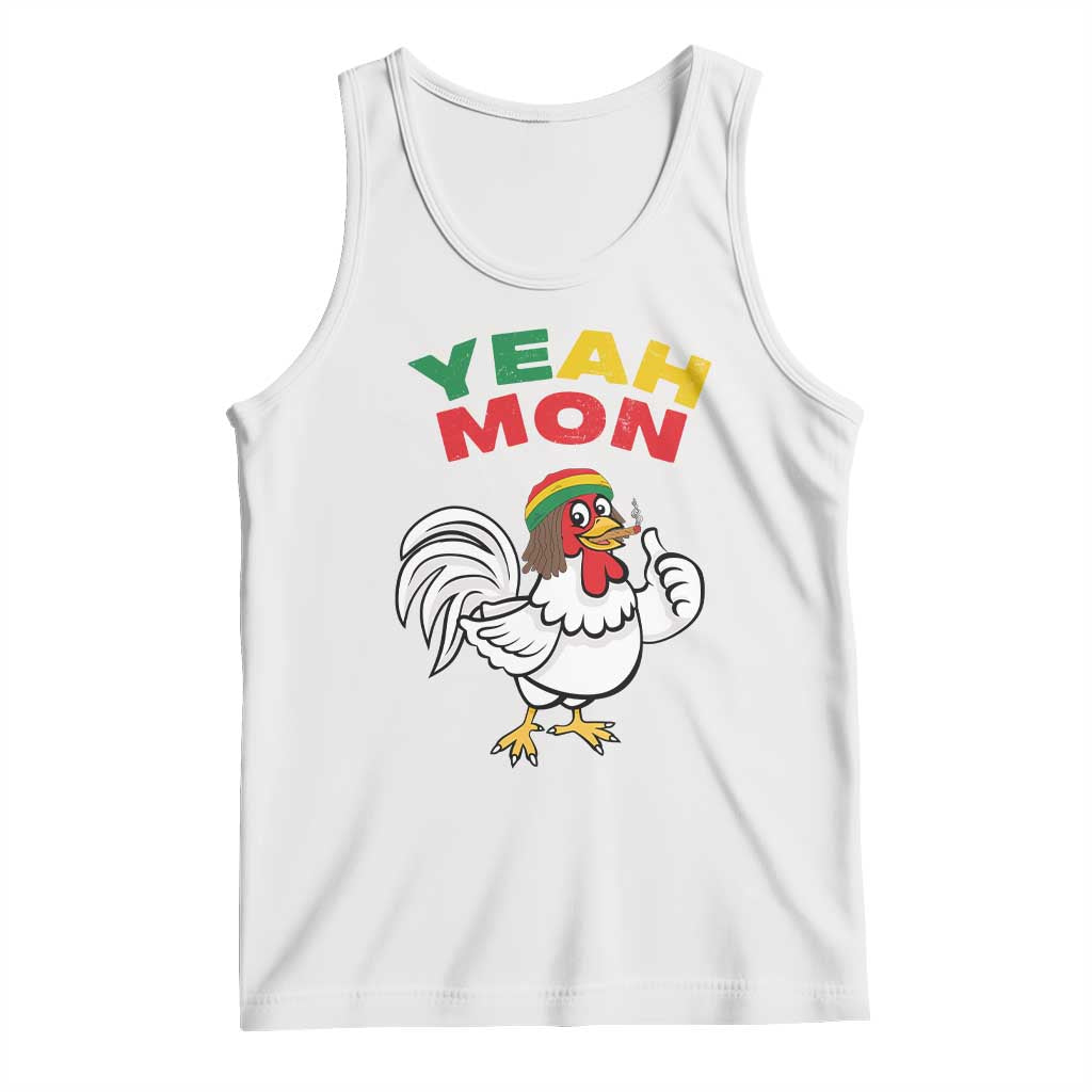 Jamaica Chicken Tank Top Yeah Mon Jamaican Rastacap TS11 White Print Your Wear