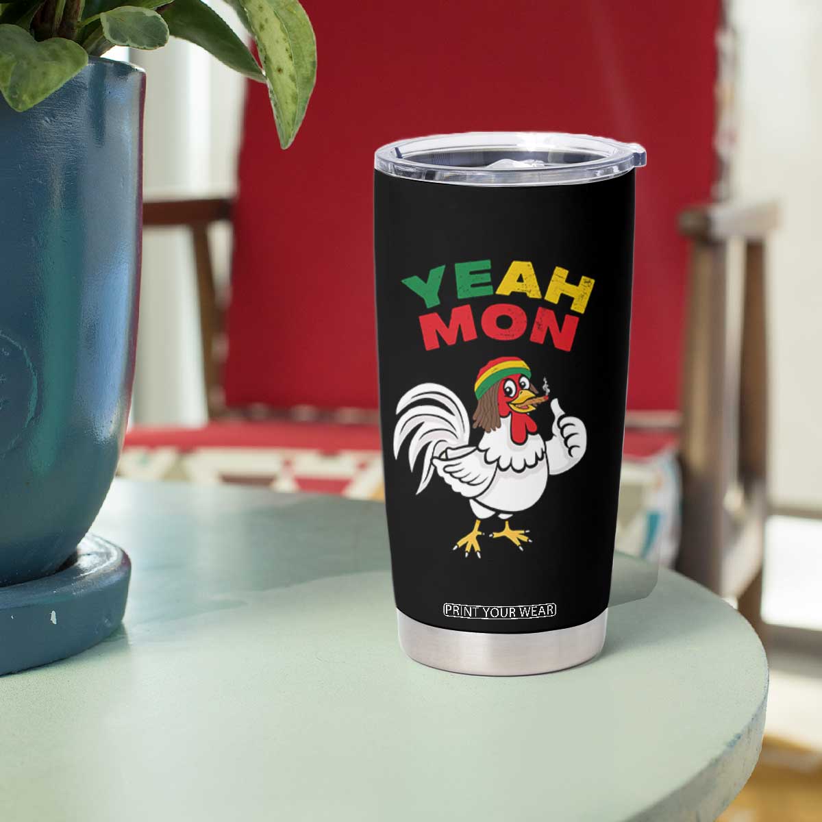 Jamaica Chicken Tumbler Cup Yeah Mon Jamaican Rastacap TS11 Print Your Wear