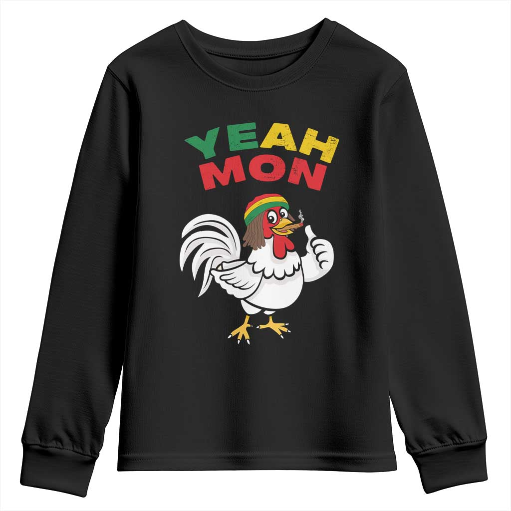 Jamaica Chicken Youth Sweatshirt Yeah Mon Jamaican Rastacap TS11 Black Print Your Wear