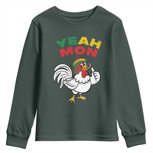 Jamaica Chicken Youth Sweatshirt Yeah Mon Jamaican Rastacap TS11 Dark Forest Green Print Your Wear