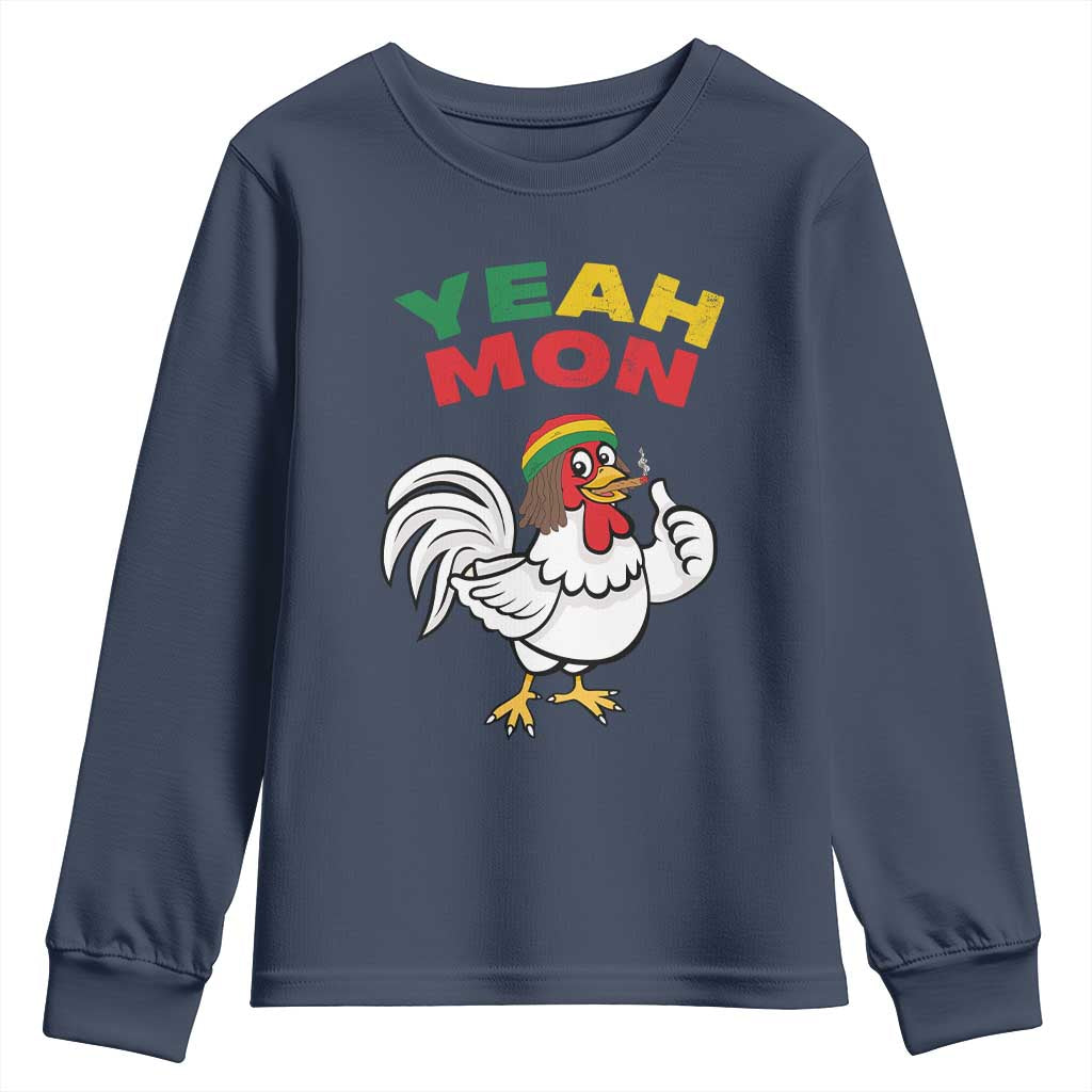 Jamaica Chicken Youth Sweatshirt Yeah Mon Jamaican Rastacap TS11 Navy Print Your Wear