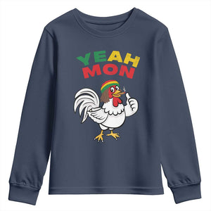 Jamaica Chicken Youth Sweatshirt Yeah Mon Jamaican Rastacap TS11 Navy Print Your Wear