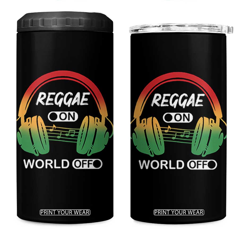 Reggae On World Off 4 in 1 Can Cooler Tumbler Reggae King Music Rastafarian TS11 One Size: 16 oz Black Print Your Wear