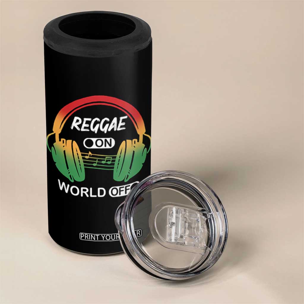 Reggae On World Off 4 in 1 Can Cooler Tumbler Reggae King Music Rastafarian TS11 Print Your Wear