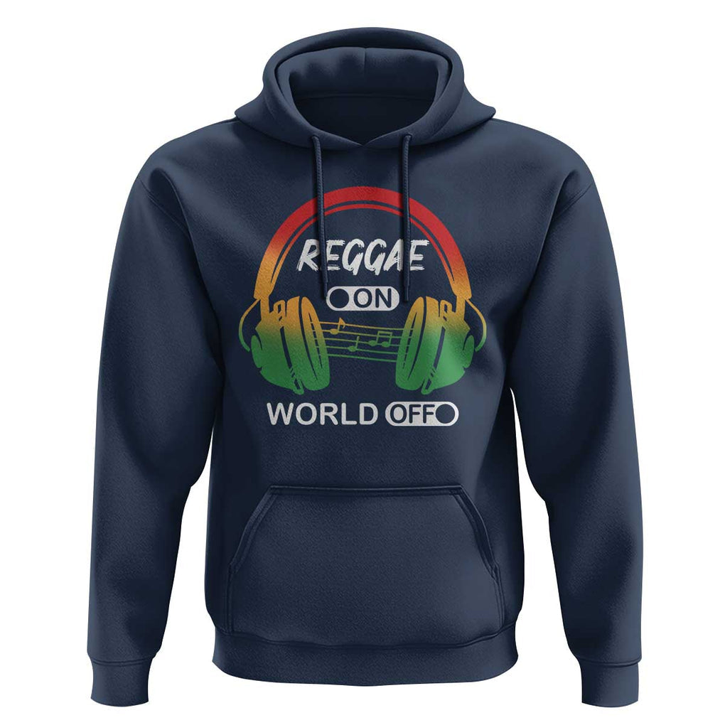 Reggae On World Off Hoodie Reggae King Music Rastafarian TS11 Navy Print Your Wear