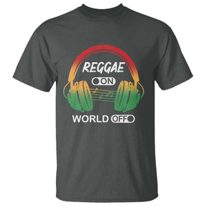 Reggae On World Off T Shirt Reggae King Music Rastafarian TS11 Dark Heather Print Your Wear