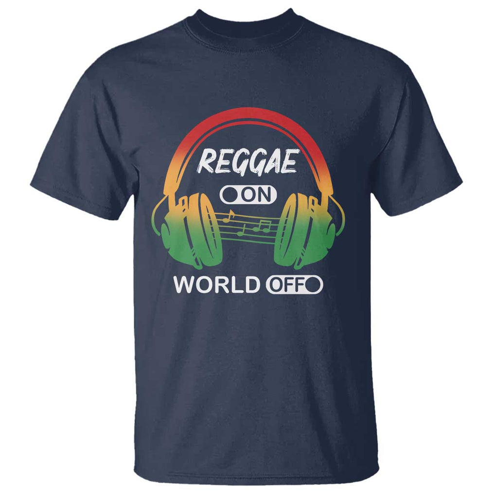 Reggae On World Off T Shirt Reggae King Music Rastafarian TS11 Navy Print Your Wear