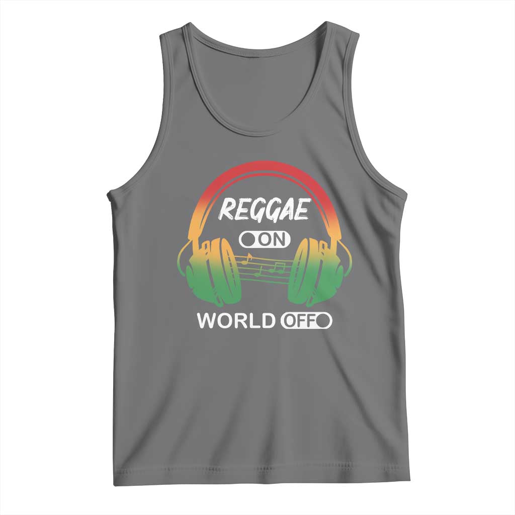 Reggae On World Off Tank Top Reggae King Music Rastafarian TS11 Black Heather Print Your Wear