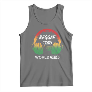 Reggae On World Off Tank Top Reggae King Music Rastafarian TS11 Black Heather Print Your Wear