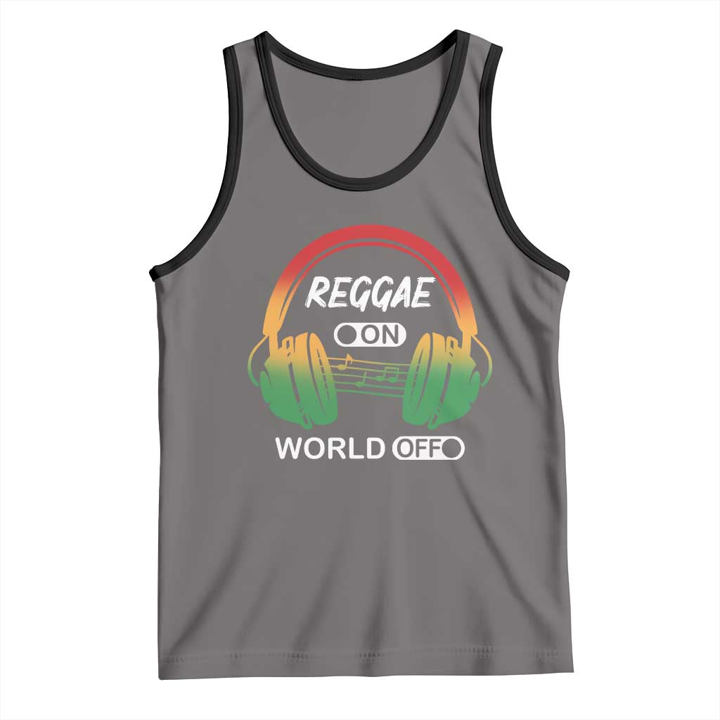 Reggae On World Off Tank Top Reggae King Music Rastafarian TS11 Deep Heather Black Print Your Wear
