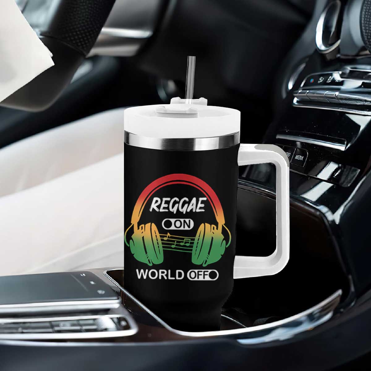 Reggae On World Off Tumbler With Handle Reggae King Music Rastafarian TS11 Print Your Wear