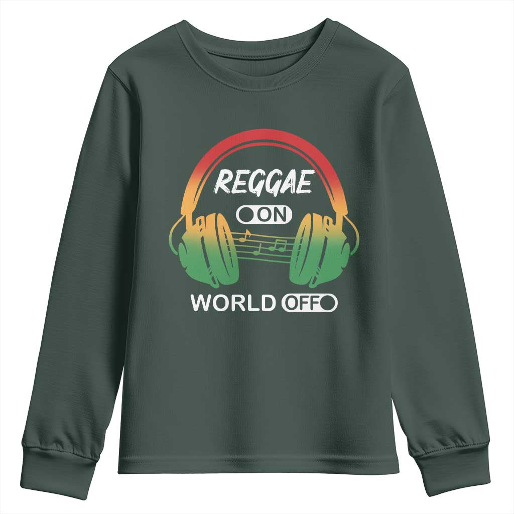 Reggae On World Off Youth Sweatshirt Reggae King Music Rastafarian TS11 Dark Forest Green Print Your Wear