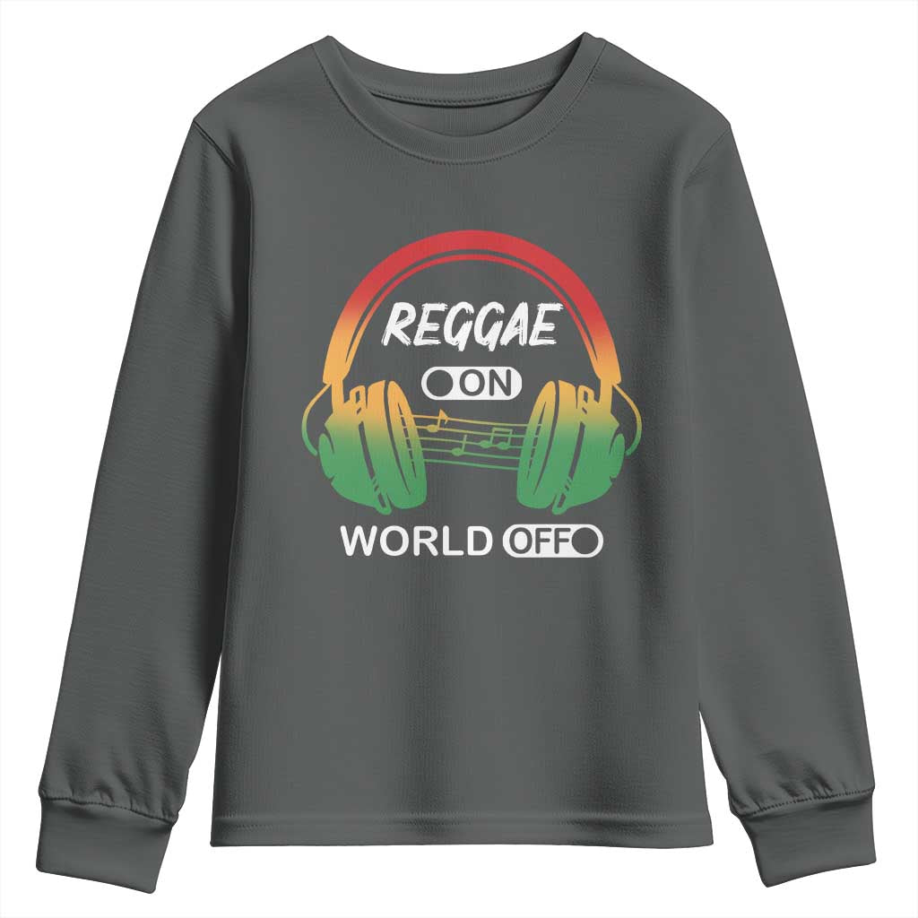 Reggae On World Off Youth Sweatshirt Reggae King Music Rastafarian TS11 Dark Heather Print Your Wear