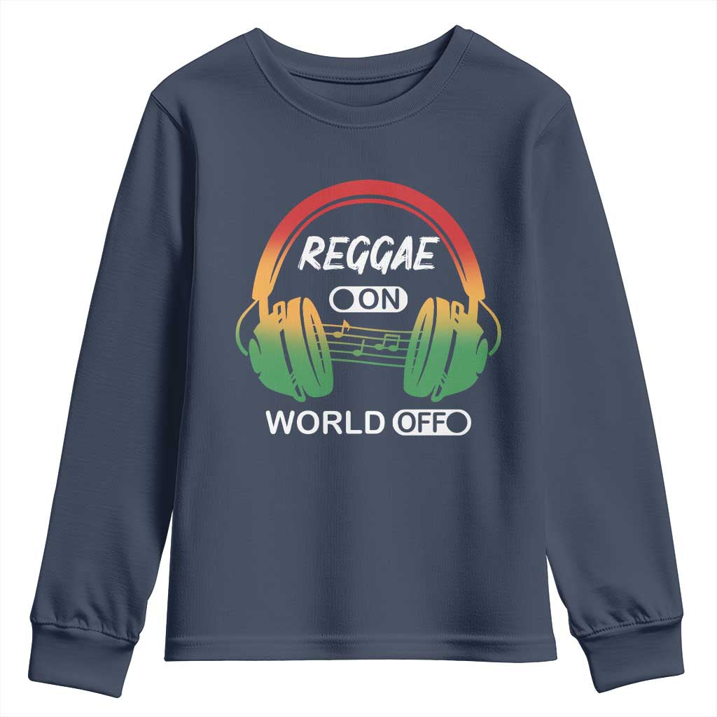 Reggae On World Off Youth Sweatshirt Reggae King Music Rastafarian TS11 Navy Print Your Wear