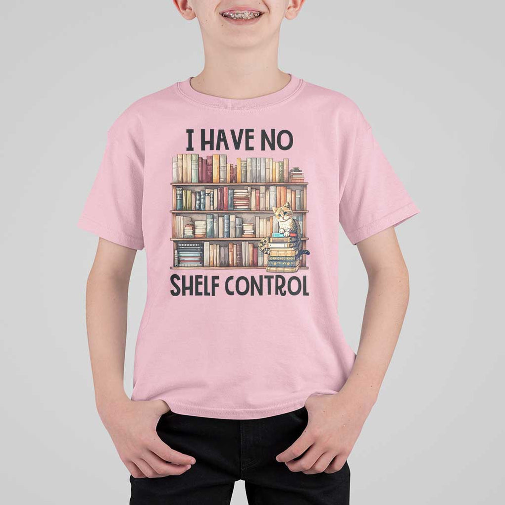Funny Library Reading T Shirt For Kid I Have No Shelf Control Books Cat TS11 Light Pink Print Your Wear