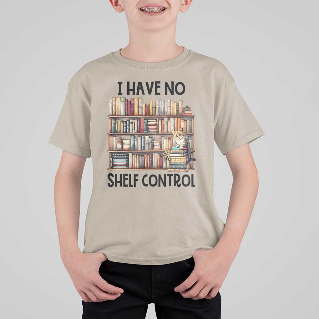 Funny Library Reading T Shirt For Kid I Have No Shelf Control Books Cat TS11 Sand Print Your Wear