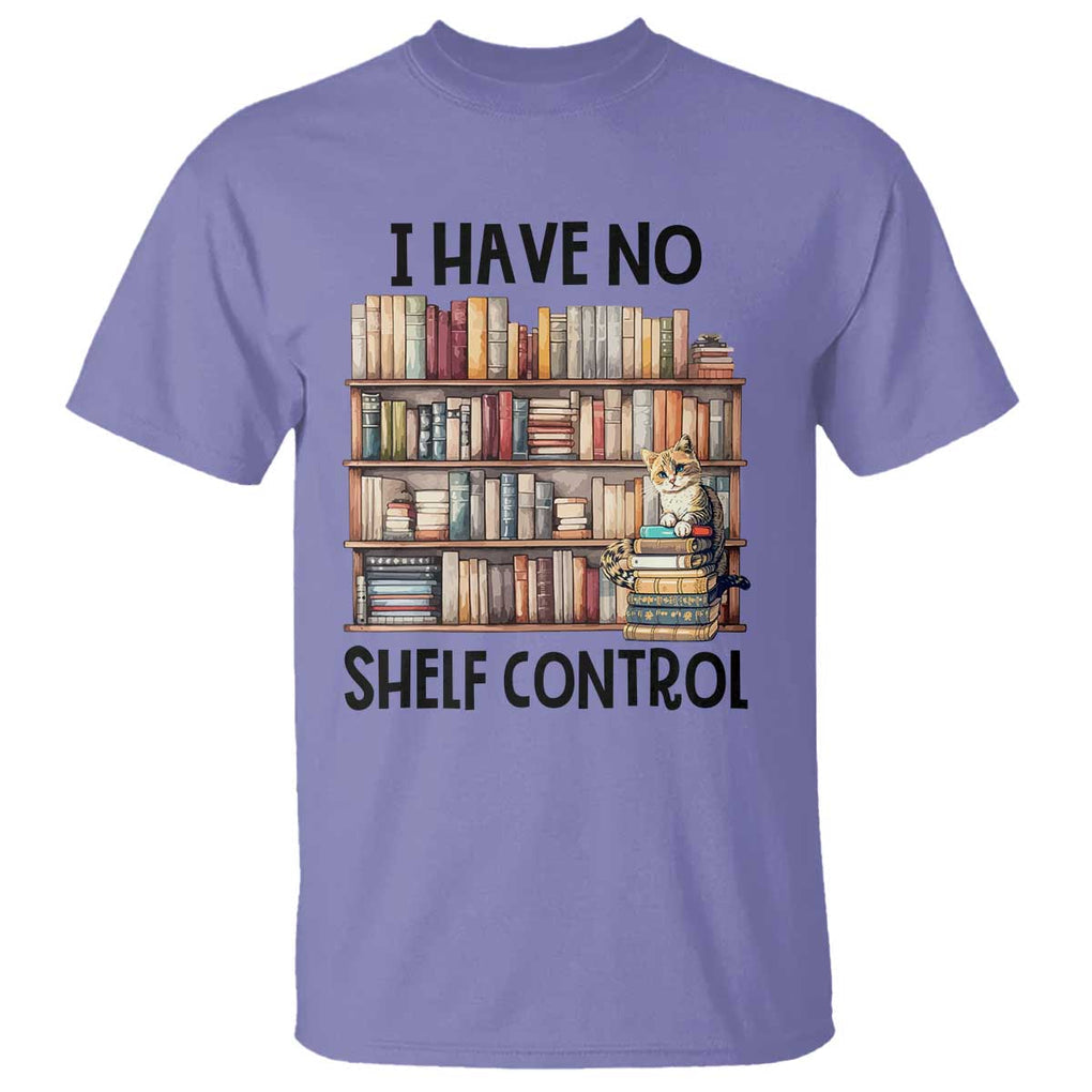 Funny Library Reading T Shirt I Have No Shelf Control Books Cat TS11 Violet Print Your Wear