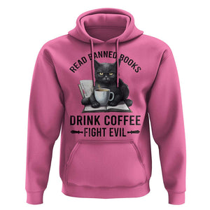 Funny Reading Cat Hoodie Read Banned Books Drink Coffee Fight Evil BookWorm TS11 Azalea Print Your Wear