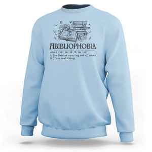Funny Reading Sweatshirt Abibliophobia Bookworm Reader Butterfly Flower TS11 Light Blue Print Your Wear