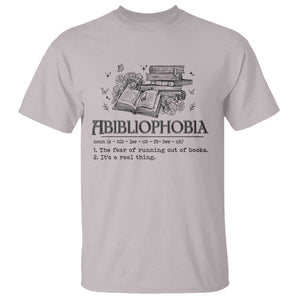 Funny Reading T Shirt Abibliophobia Bookworm Reader Butterfly Flower TS11 Ice Gray Print Your Wear
