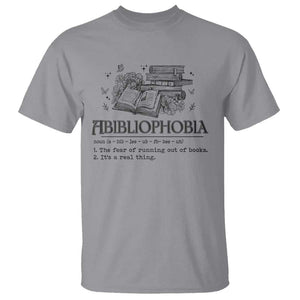 Funny Reading T Shirt Abibliophobia Bookworm Reader Butterfly Flower TS11 Sport Gray Print Your Wear