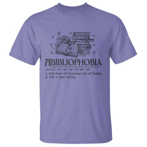 Funny Reading T Shirt Abibliophobia Bookworm Reader Butterfly Flower TS11 Violet Print Your Wear