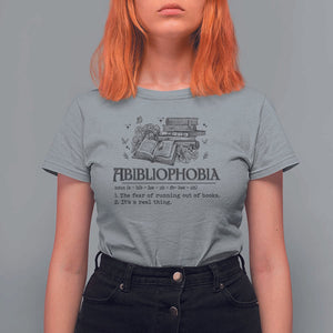 Funny Reading T Shirt For Women Abibliophobia Bookworm Reader Butterfly Flower TS11 Sport Gray Print Your Wear