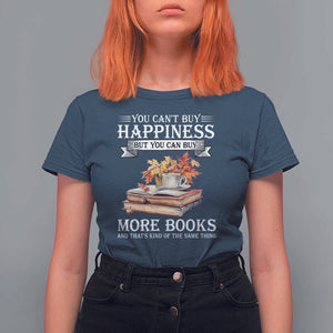 Funny Reading Lover T Shirt For Women You Can't buy Happiness But You Can Buy More Books TS11 Navy Print Your Wear