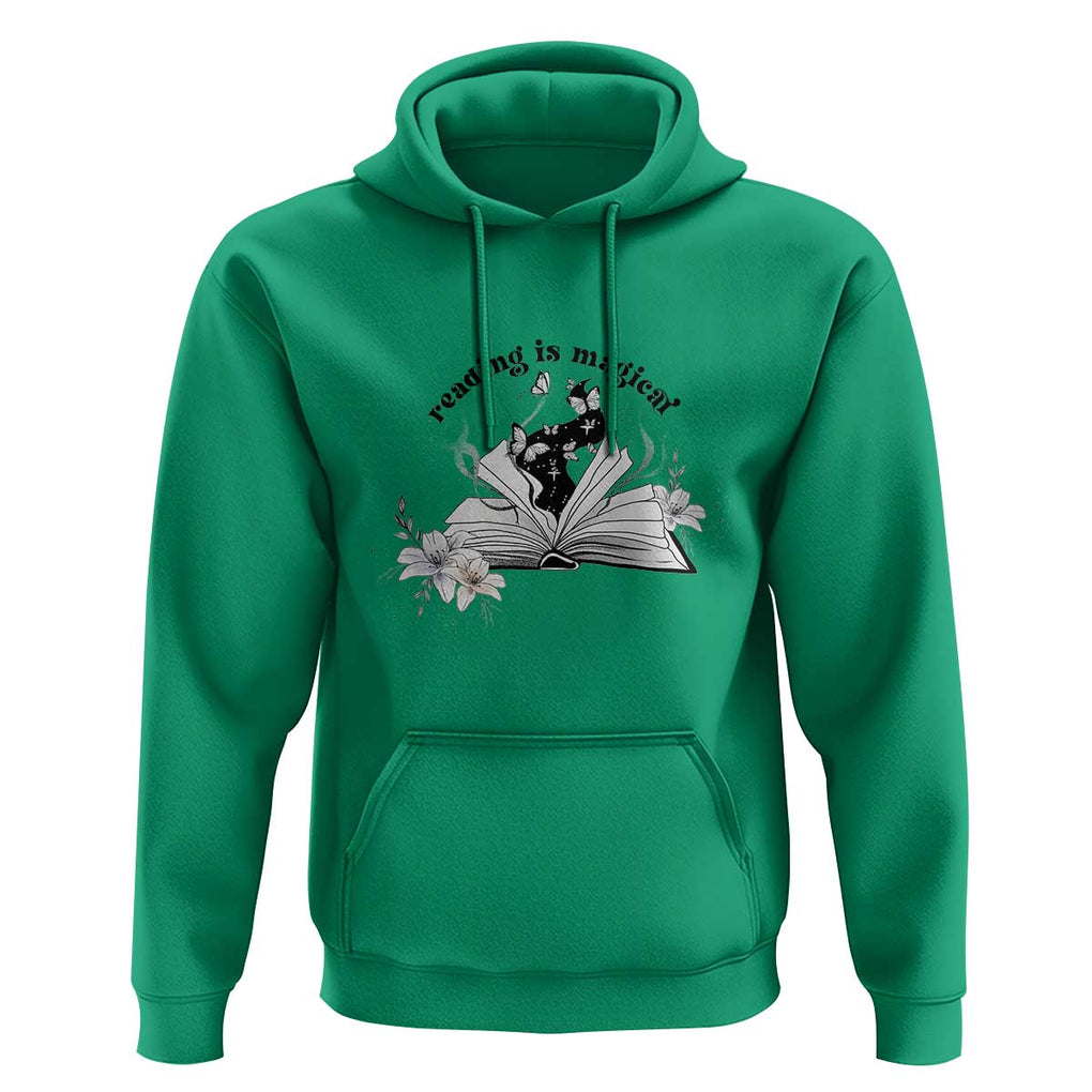 Funny Book Lover Hoodie Reading Is Magical Black Magic TS11 Irish Green Print Your Wear