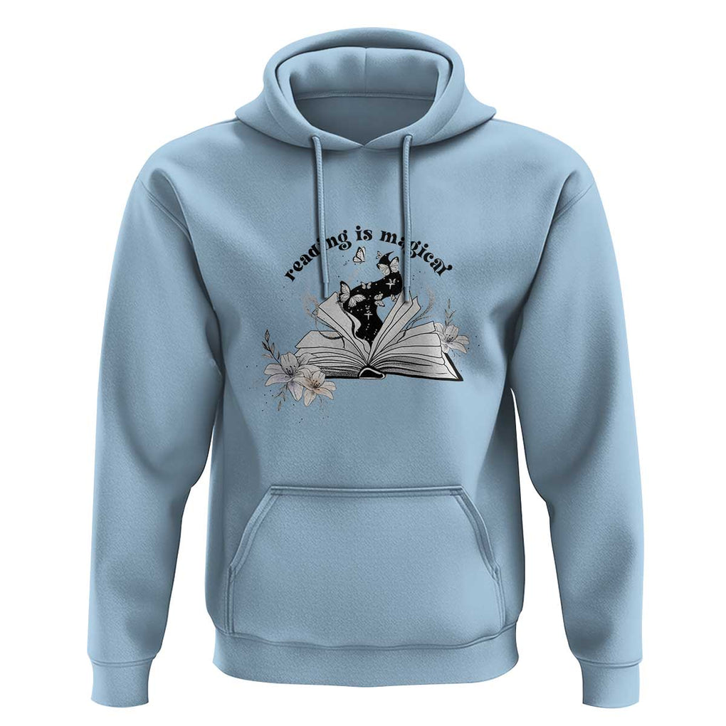 Funny Book Lover Hoodie Reading Is Magical Black Magic TS11 Light Blue Print Your Wear
