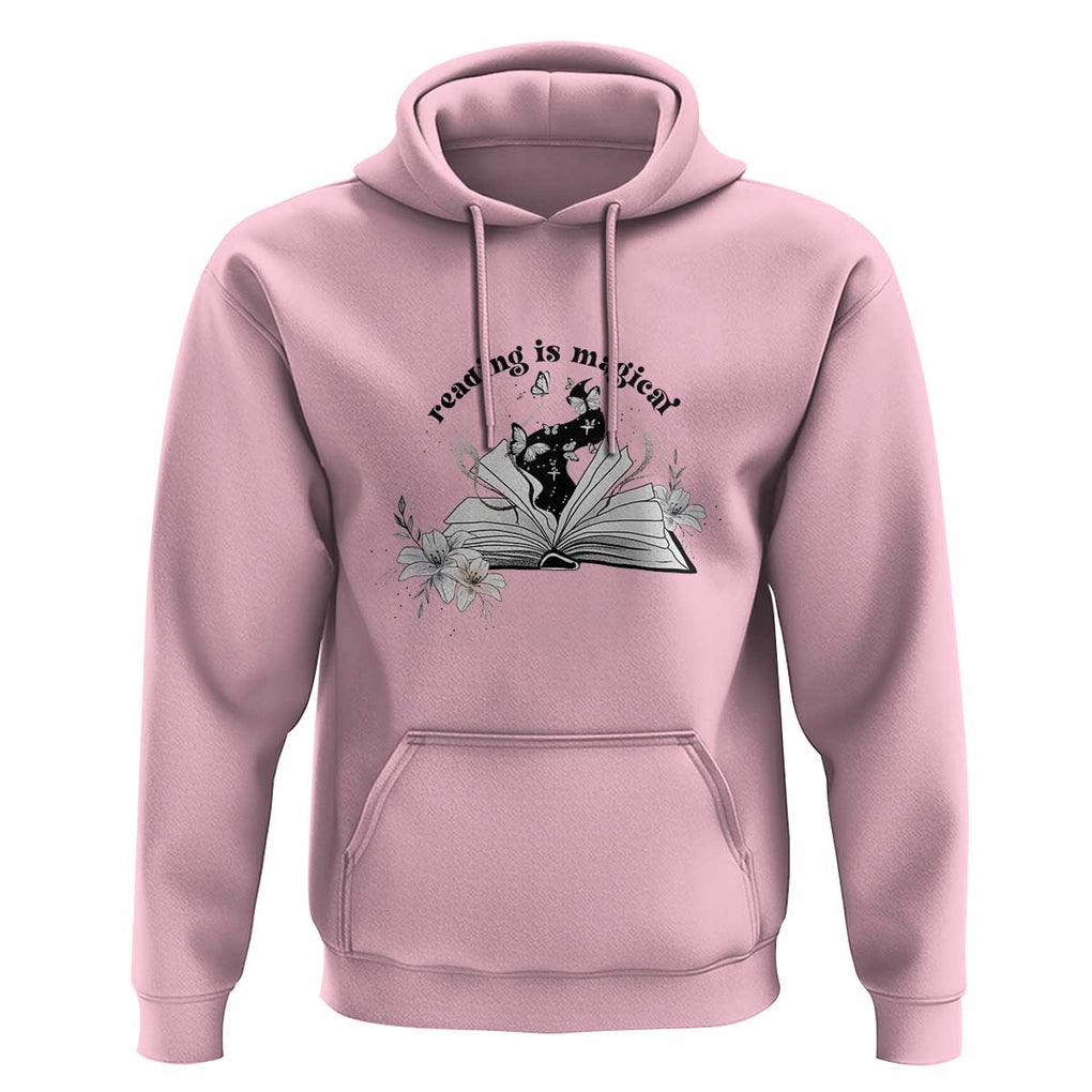 Funny Book Lover Hoodie Reading Is Magical Black Magic TS11 Light Pink Print Your Wear