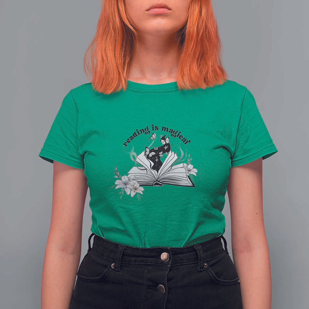 Funny Book Lover T Shirt For Women Reading Is Magical Black Magic TS11 Irish Green Print Your Wear