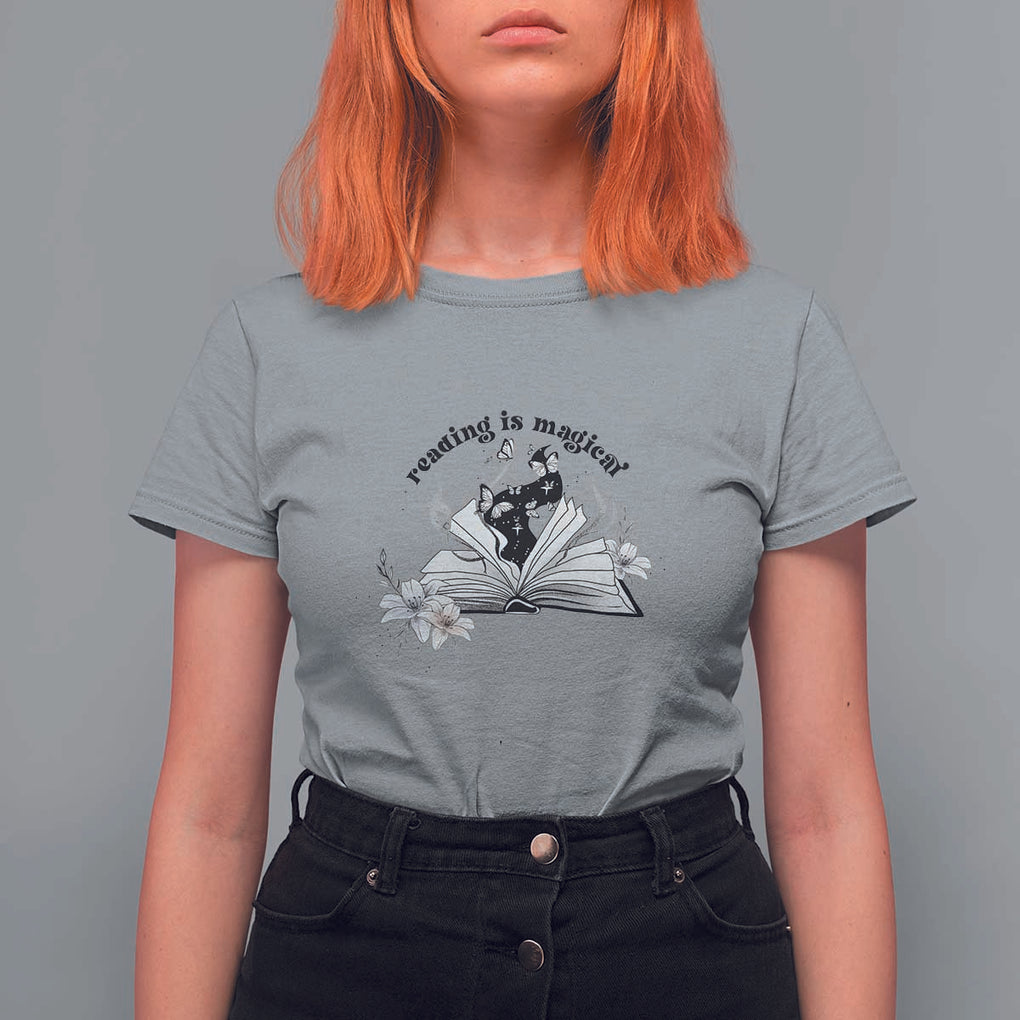 Funny Book Lover T Shirt For Women Reading Is Magical Black Magic TS11 Sport Gray Print Your Wear