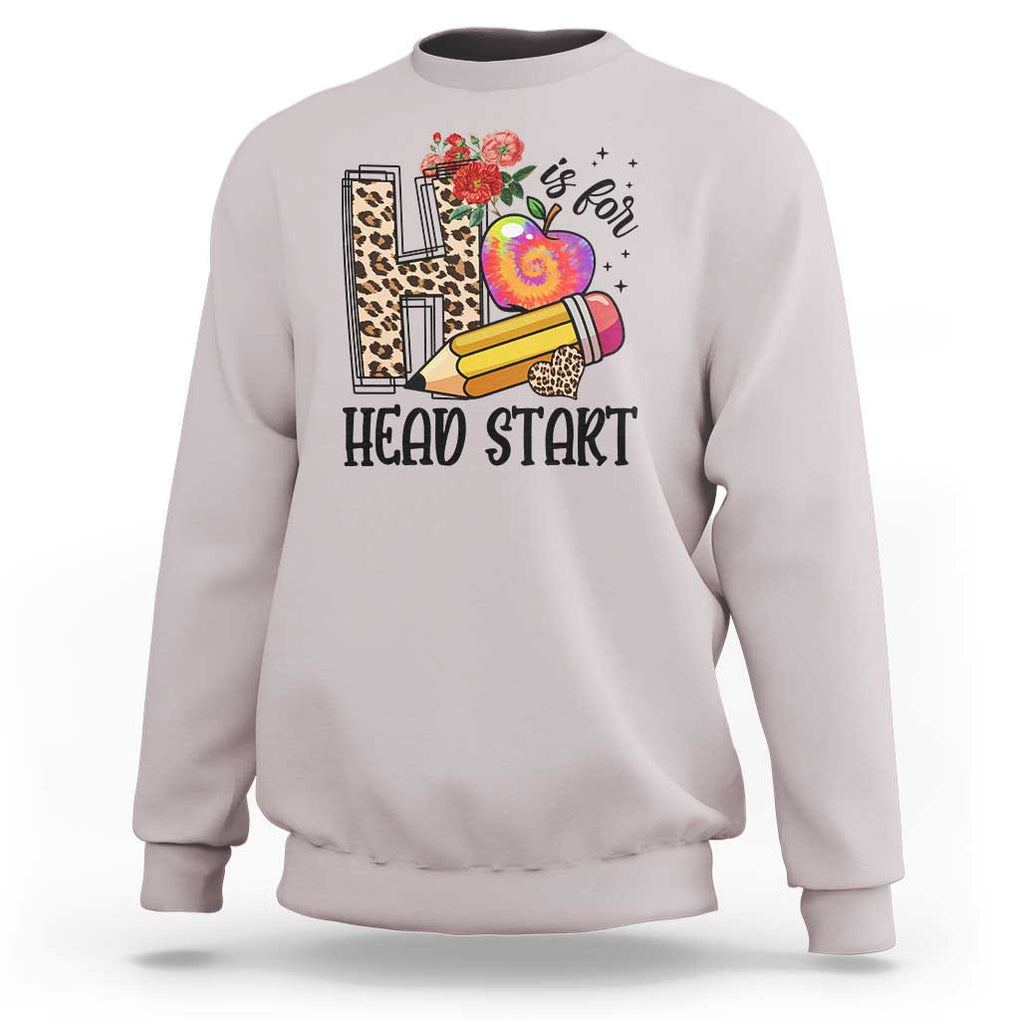 Back To School Sweatshirt H Is For Head Start Pencil Apple Flower TS11 Ice Gray Print Your Wear