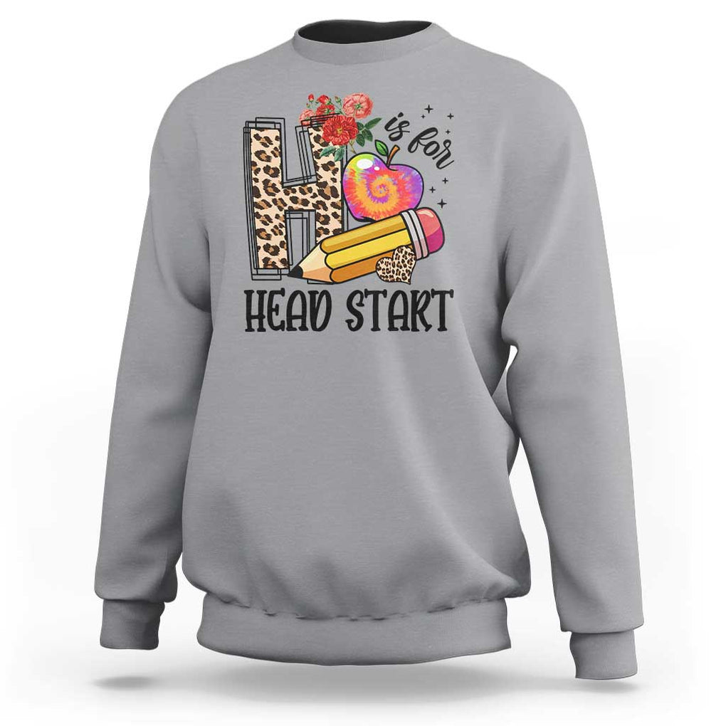 Back To School Sweatshirt H Is For Head Start Pencil Apple Flower TS11 Sport Gray Print Your Wear