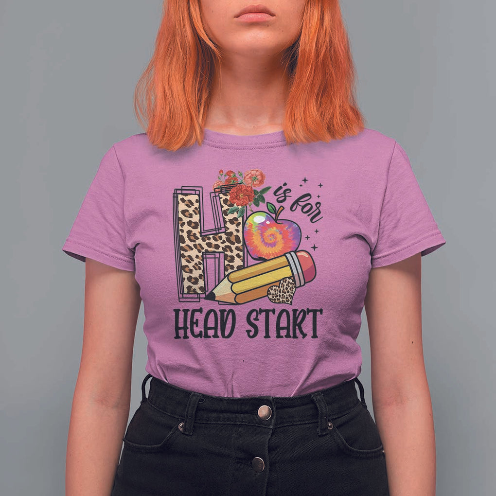 Back To School T Shirt For Women H Is For Head Start Pencil Apple Flower TS11 Azalea Print Your Wear