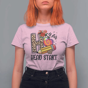 Back To School T Shirt For Women H Is For Head Start Pencil Apple Flower TS11 Light Pink Print Your Wear