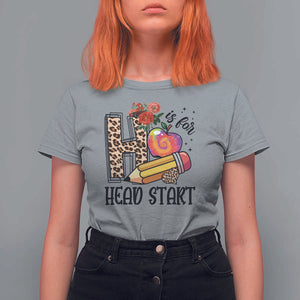 Back To School T Shirt For Women H Is For Head Start Pencil Apple Flower TS11 Sport Gray Print Your Wear