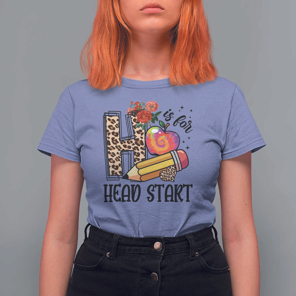 Back To School T Shirt For Women H Is For Head Start Pencil Apple Flower TS11 Violet Print Your Wear