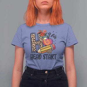 Back To School T Shirt For Women H Is For Head Start Pencil Apple Flower TS11 Violet Print Your Wear