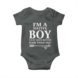 I Am A Native Boy I Just Have Better Hair Than You Baby Onesie Indian American Arrow TS11 Dark Heather Print Your Wear