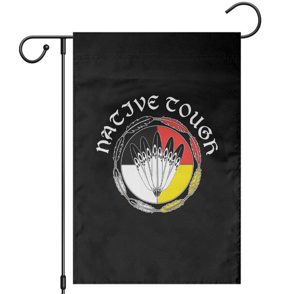 Native Tough Garden Flag Indian American Medicine Wheel Feathers TS11 Black Print Your Wear