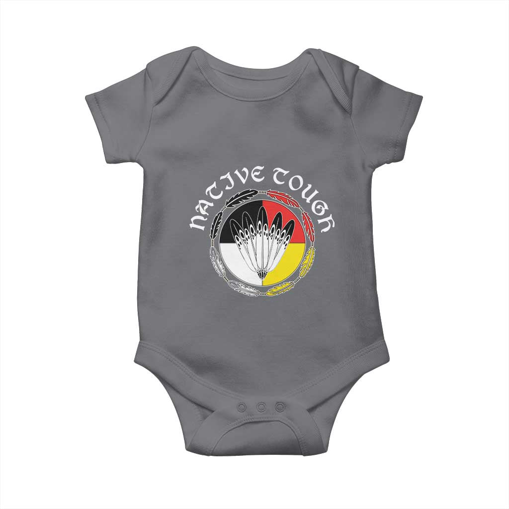 Native Tough Baby Onesie Indian American Medicine Wheel Feathers TS11 Charcoal Print Your Wear