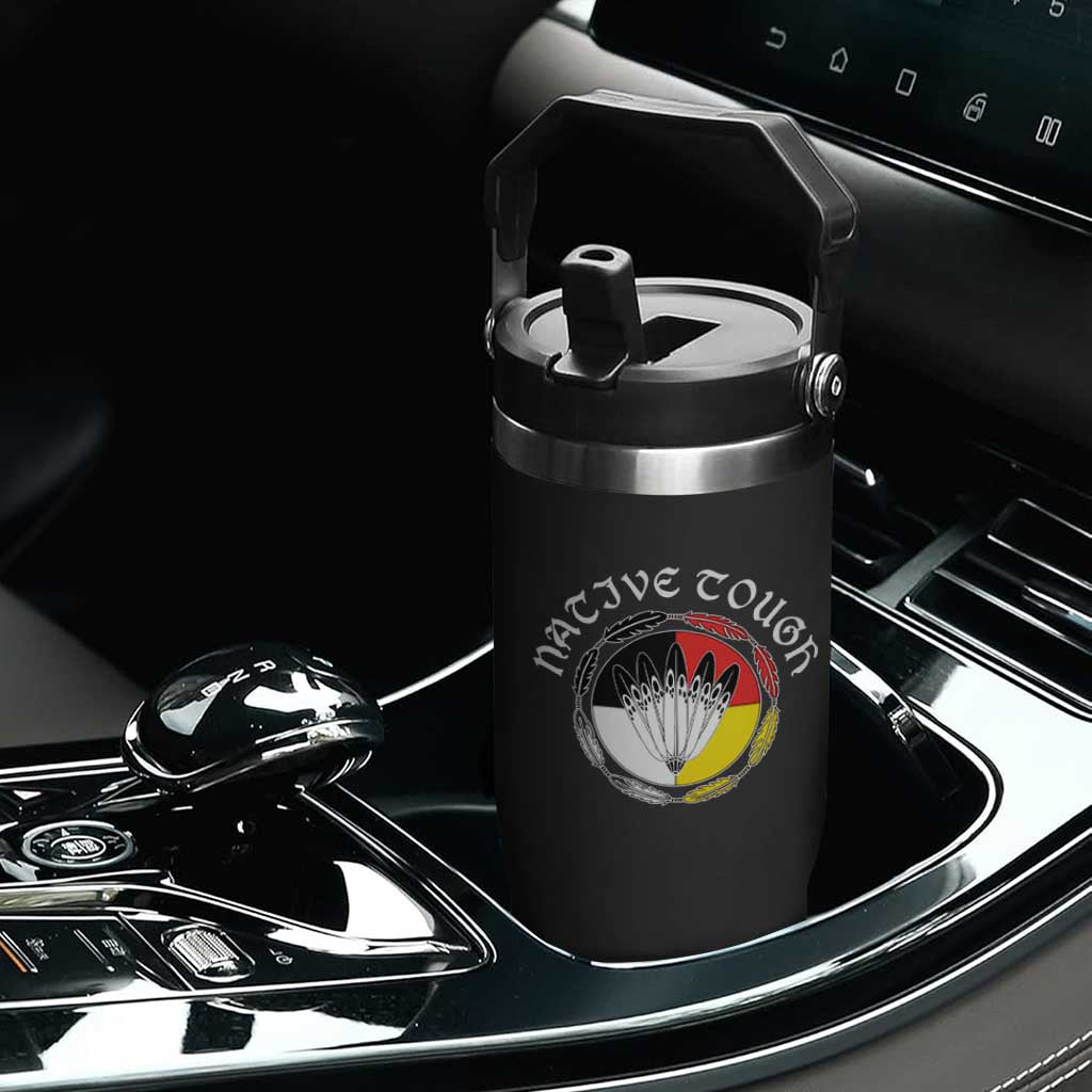 Native Tough Flip Straw Tumbler Indian American Medicine Wheel Feathers TS11 Print Your Wear